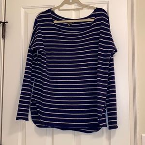 Vince Navy Striped Cashmere Sweater